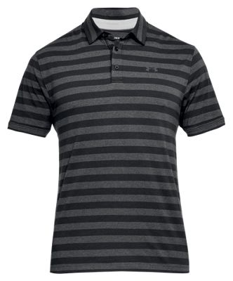 Under Armour Charged Cotton Scramble Golf Polo for Men - Black/Rhino Gray